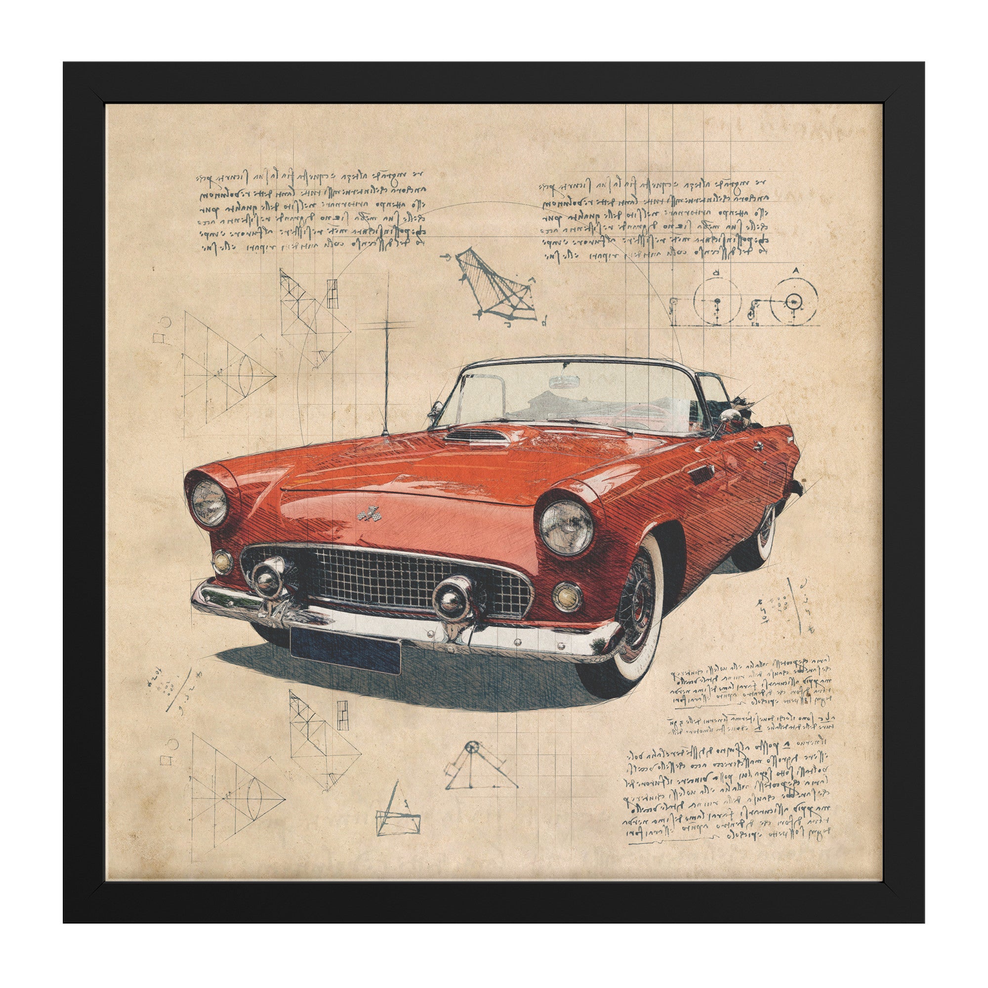 1955 Ford Thunderbird - Retro Car Design Framed Art Print