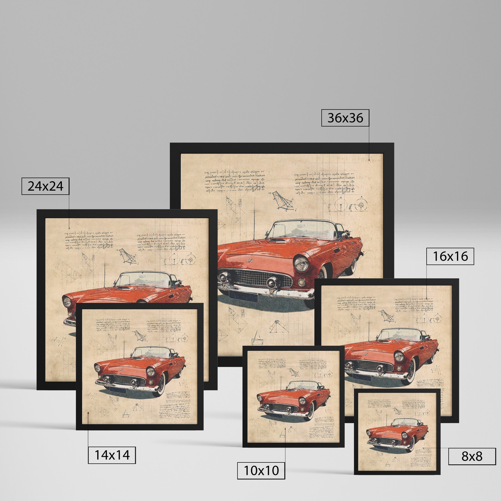 1955 Ford Thunderbird - Retro Car Design Framed Art Print