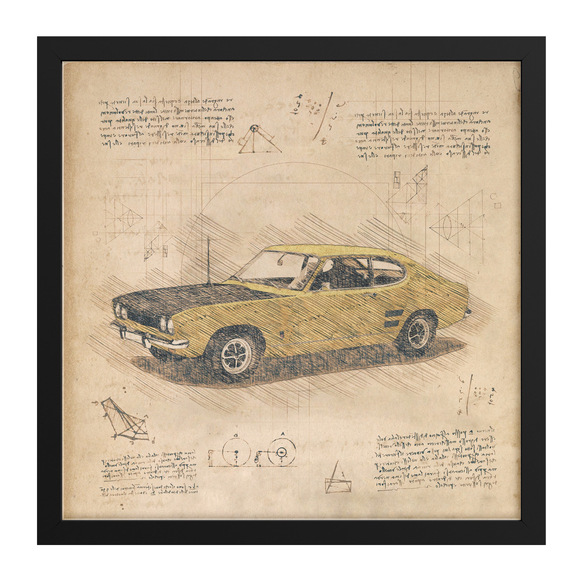 1970 Ford Capri Mk1 - Retro Car Design Framed Art Print