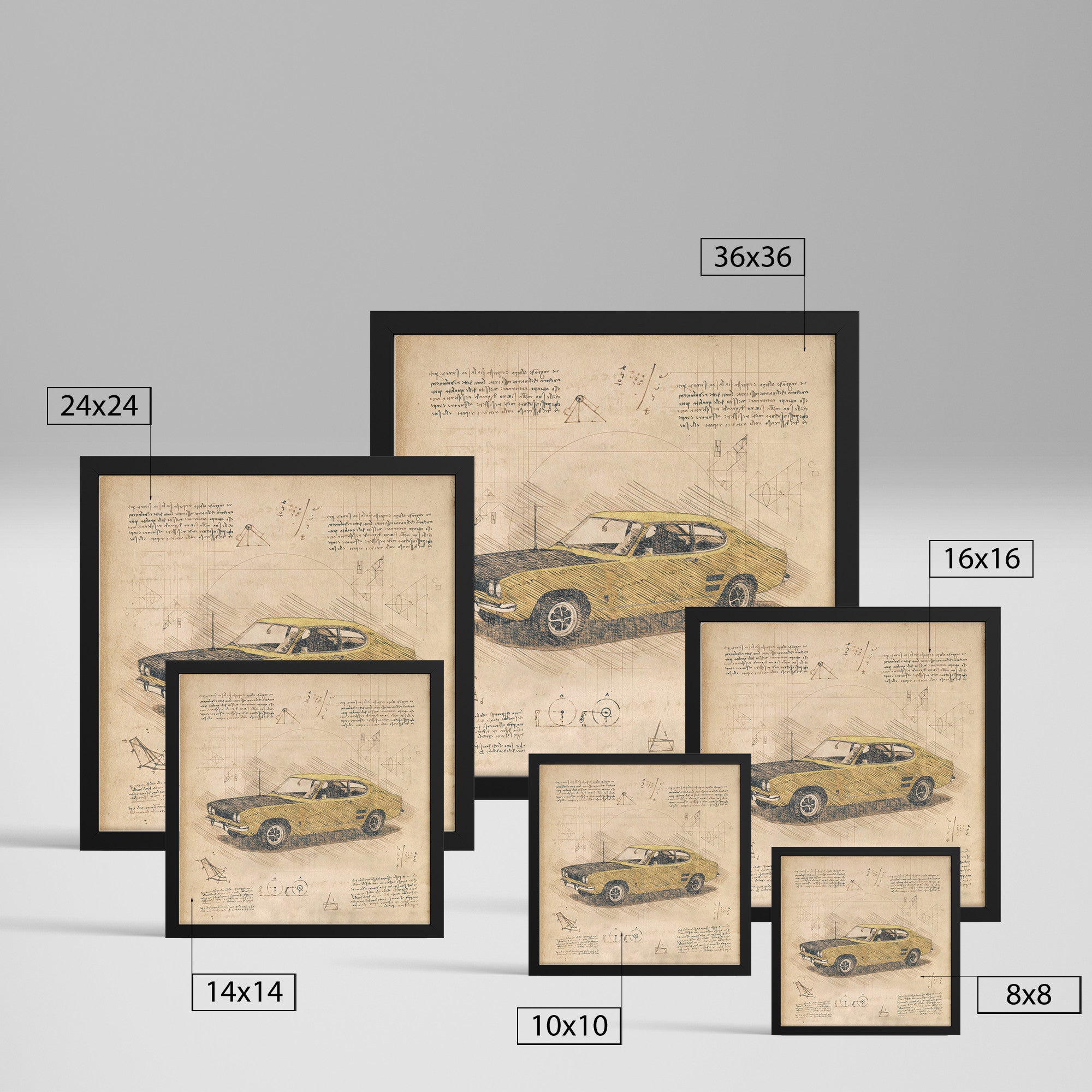 1970 Ford Capri Mk1 - Retro Car Design Framed Art Print