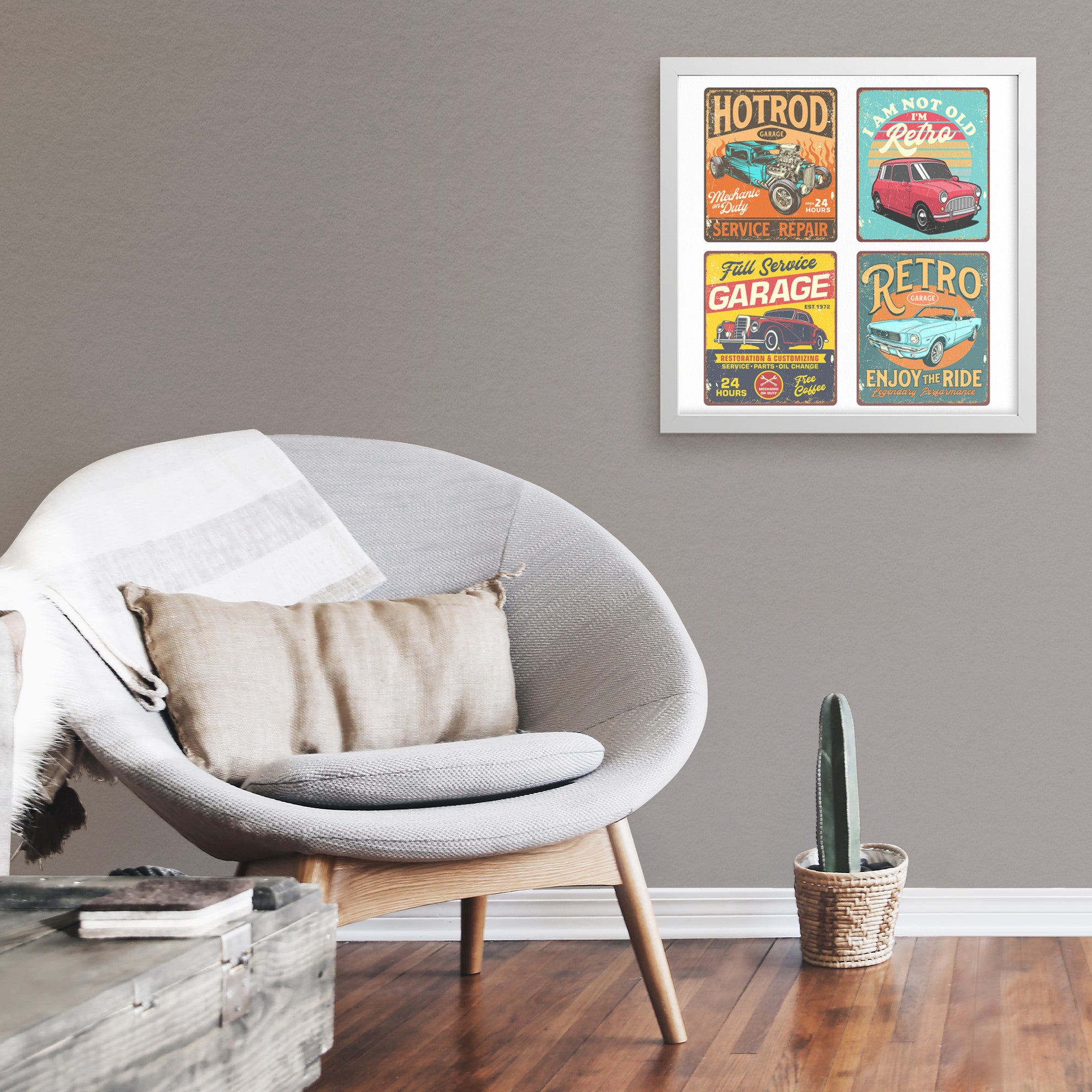 Vintage Car Garage Collection - Framed Art Print