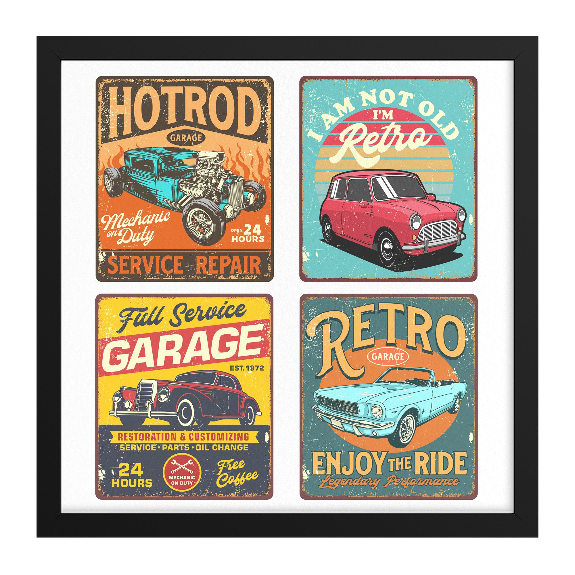 Vintage Car Garage Collection - Framed Art Print