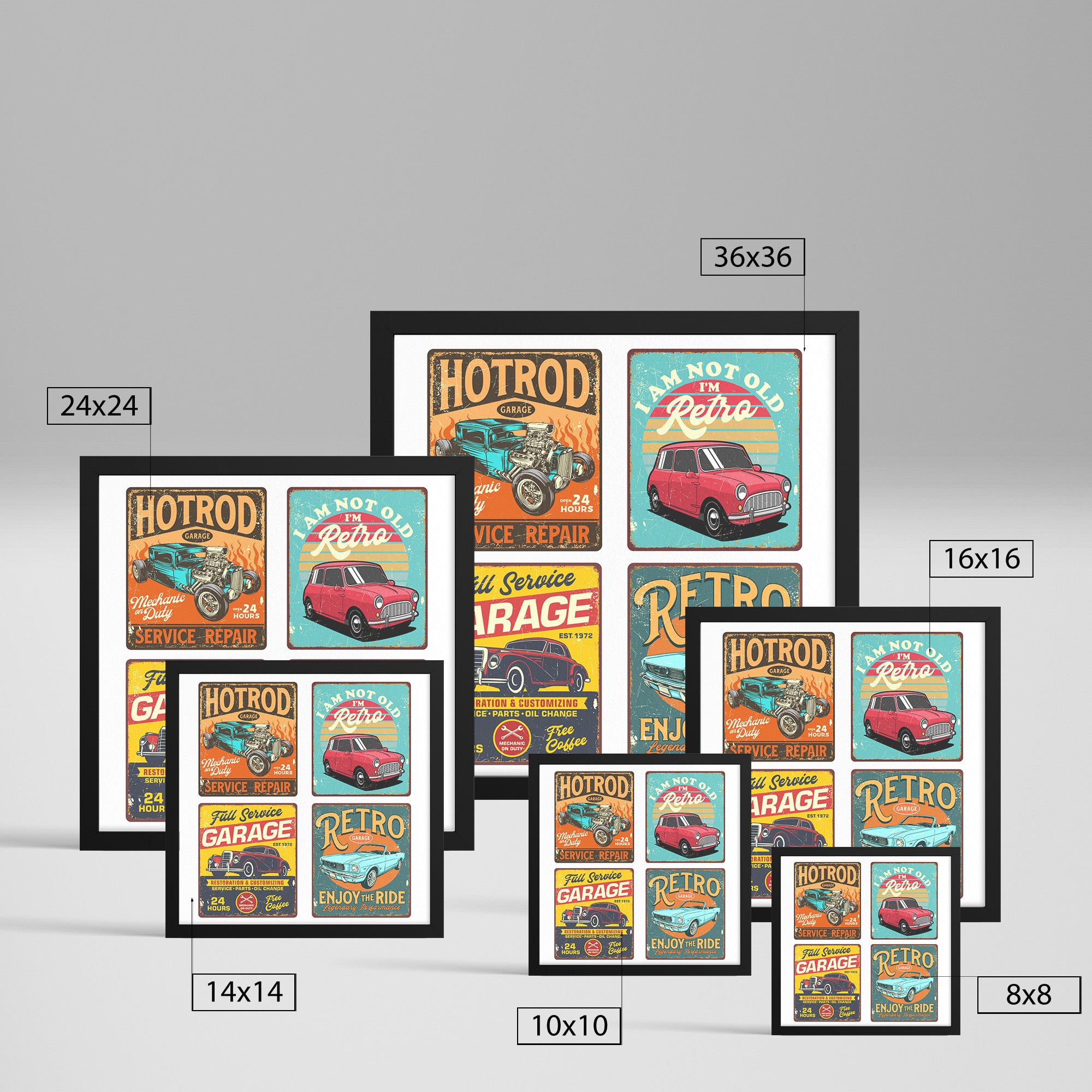 Vintage Car Garage Collection - Framed Art Print