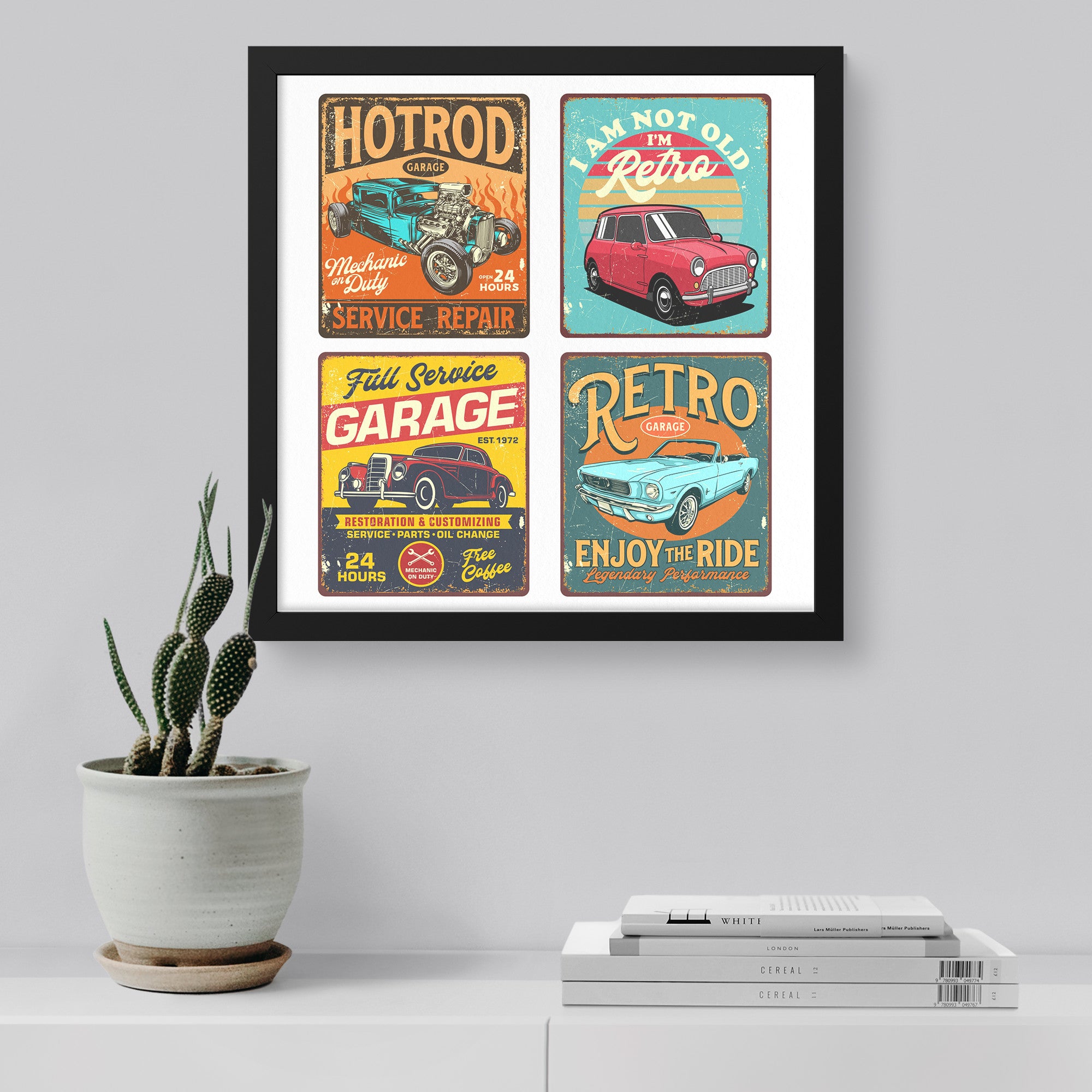 Vintage Car Garage Collection - Framed Art Print